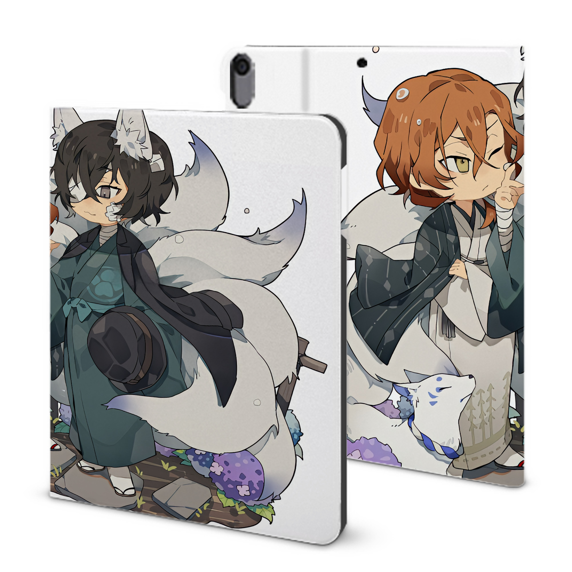 （画像用） 文豪ストレイドッグス Bungo Stray Dogs IPad ケース ブック型 PUレザー TPU 耐衝撃 軽量 薄型 ペン収納なし 全面保護 IPad 各モデル対応